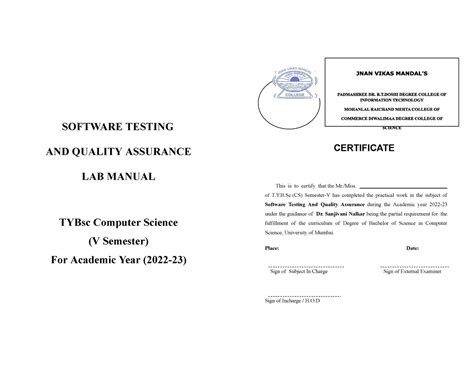 software testing and quality assurance lab manual Epub