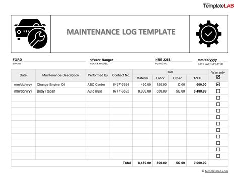 software vehicle maintenance log PDF