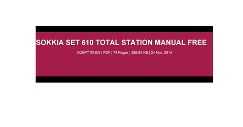 sokkia set 610 total station manual free Doc