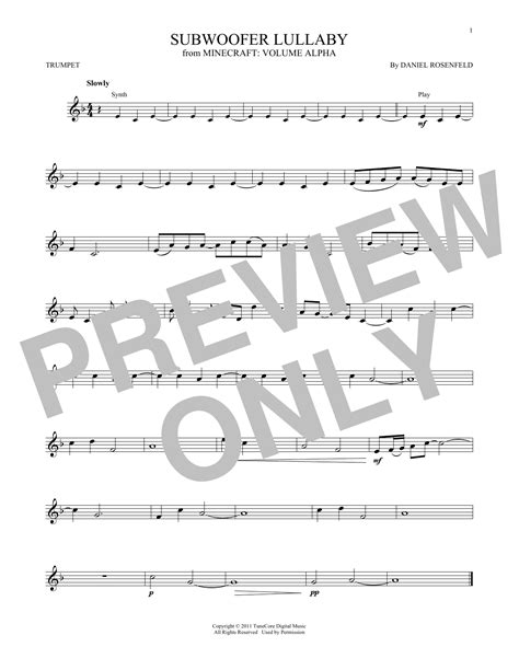 solo c418 subwoofer lullaby trumpet sheet music PDF