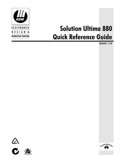 solution 880 quick reference guide PDF
