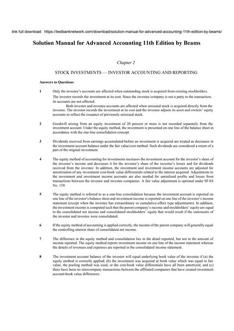 solution manual advanced accounting beams Kindle Editon