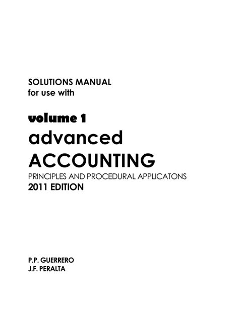 solution manual advanced accounting by guerrero 2011 PDF