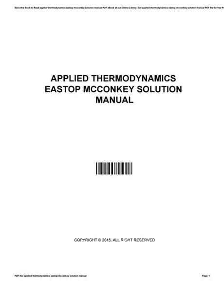 solution manual applied thermodynamics mcconkey free PDF