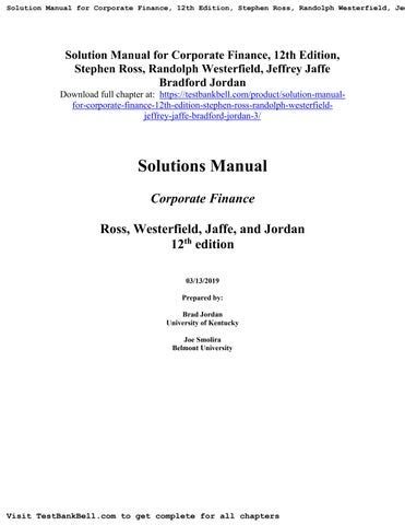 solution manual corporate finance ross westerfield jaffe Reader