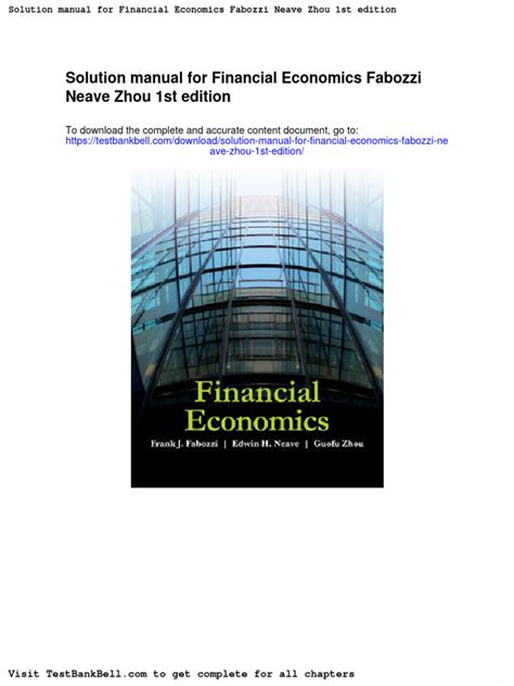 solution manual financial economics fabozzi Kindle Editon