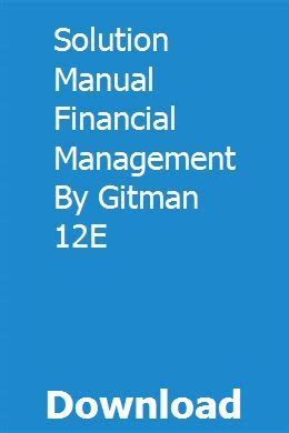 solution manual financial management by gitman Doc