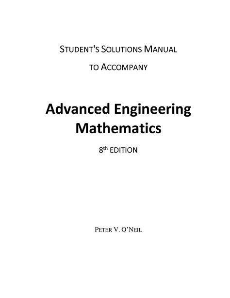 solution manual for advanced engineering mathematics 8th edition PDF