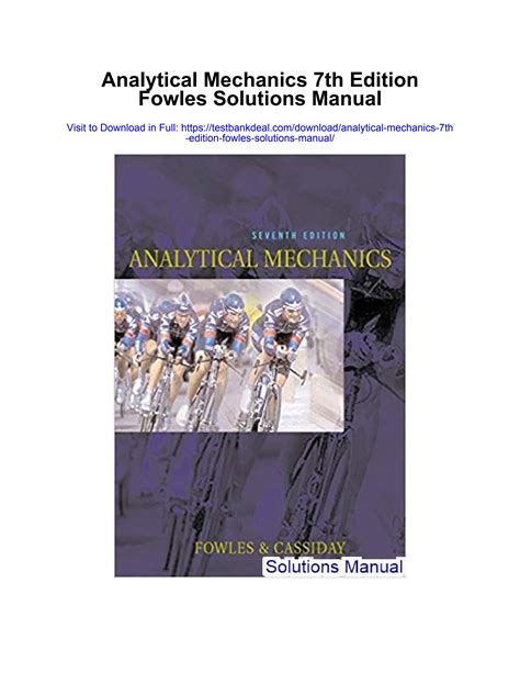 solution manual for analytical mechanics by fowles PDF