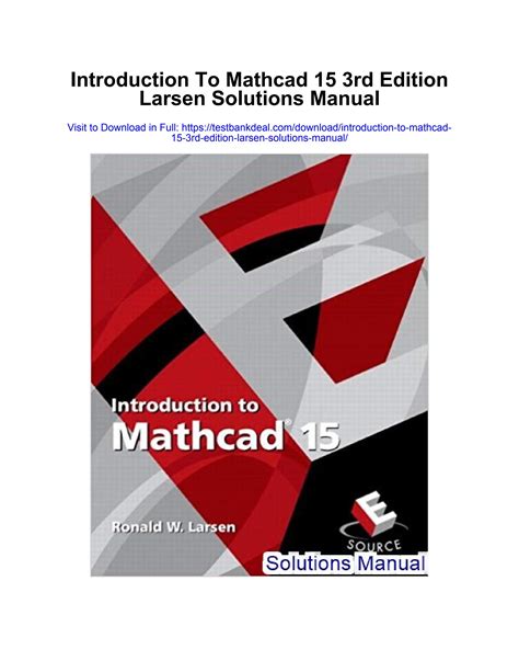 solution manual for introduction to mathcad 15 pdf Epub