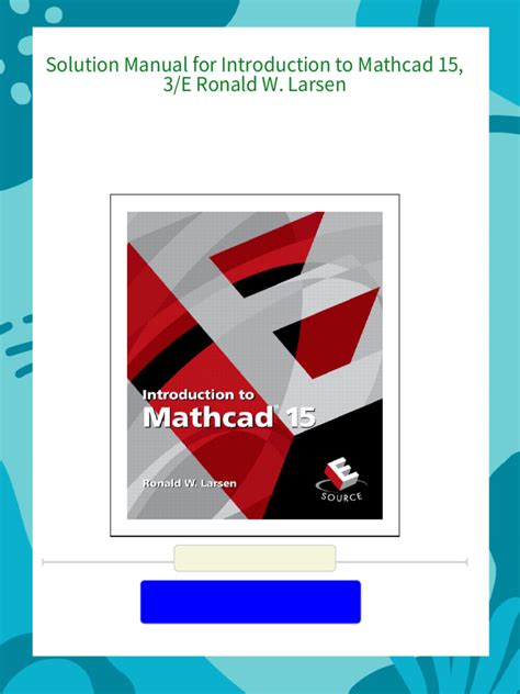 solution manual for introduction to mathcad 15 pdf Ebook Doc