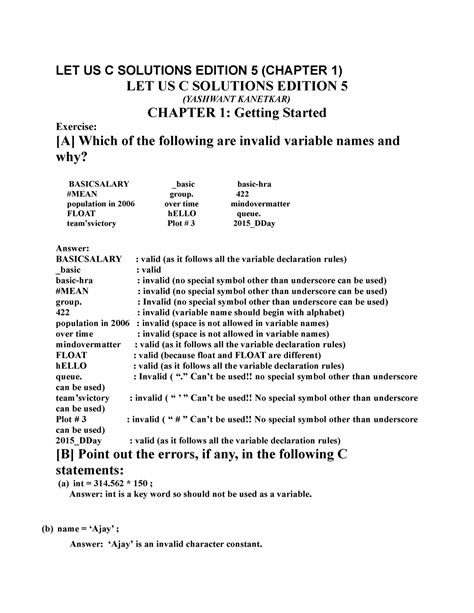 solution manual for let us c Doc