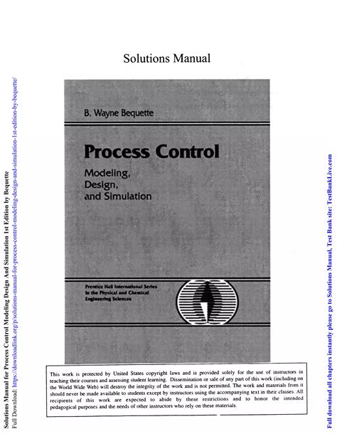 solution manual for process control modeling design Epub