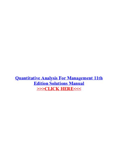 solution manual for quantitative analysis for management 11th Reader