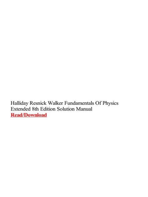 solution manual fundamentals of physics halliday 8th pdf PDF