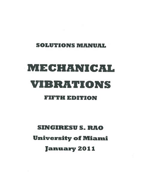 solution manual fundamentals of vibrations pdf Epub