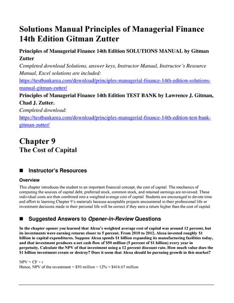 solution manual gitman ch9 Kindle Editon