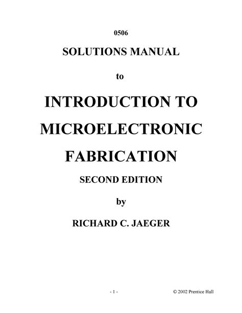 solution manual introduction to microelectronic fabrication 2nd PDF