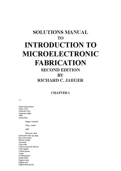 solution manual introduction to microelectronic fabrication 2nd PDF