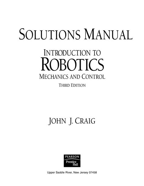 solution manual introduction to robotics jcraig pdf Kindle Editon