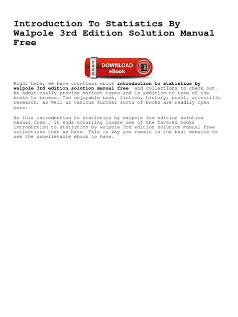 solution manual introduction to statistics walpole Reader