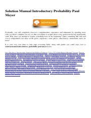 solution manual introductory probability paul meyer Epub