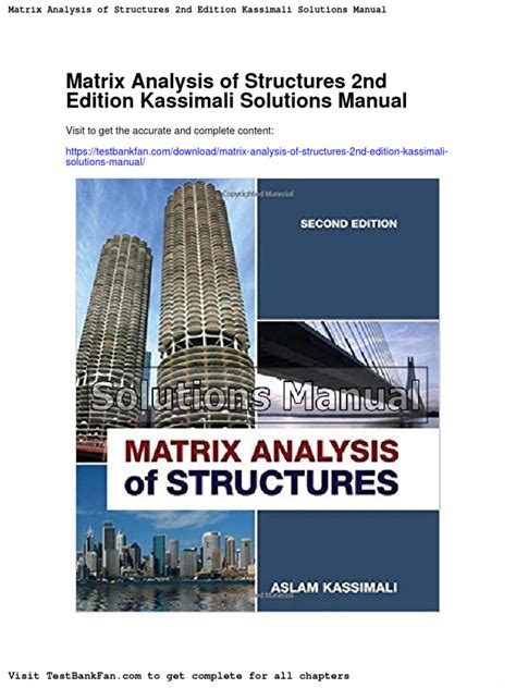 solution manual matrix analysis structure by kassimali pdf Epub