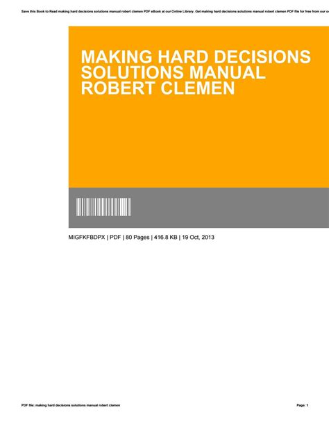 solution manual of making hard decisions by robert clemen Doc
