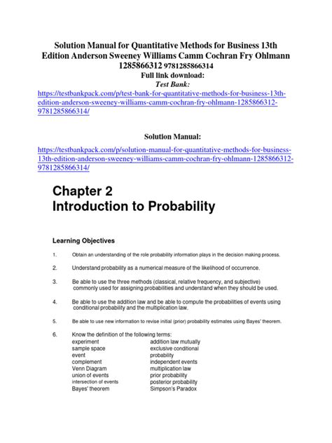 solution manual quantitative methods erson sweeney Doc