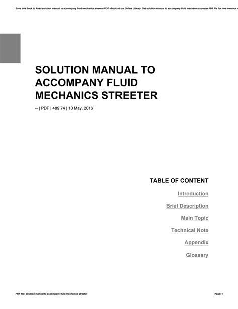 solution manual to accompany fluid mechanics streeter Reader