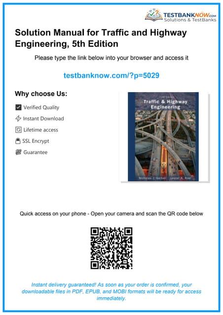 solution manual traffic and highway engineering garber PDF