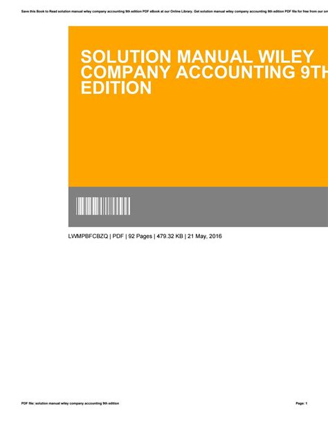 solution manual wiley company accounting 9th edition Epub