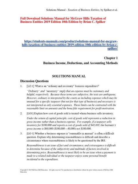solutions appendix c mcgraw hill taxation pdf Kindle Editon