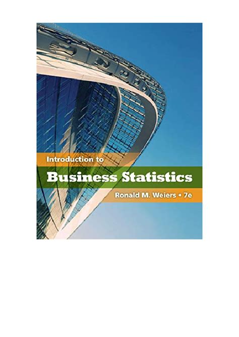 solutions for business statistics weiers 7th edition PDF
