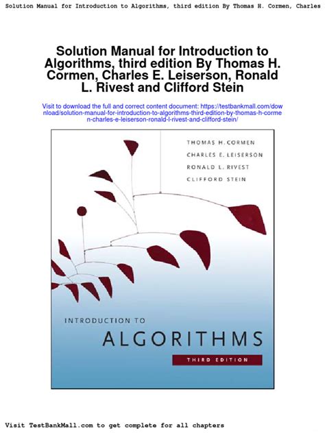 solutions introduction algorithms cormen 3rd edition PDF