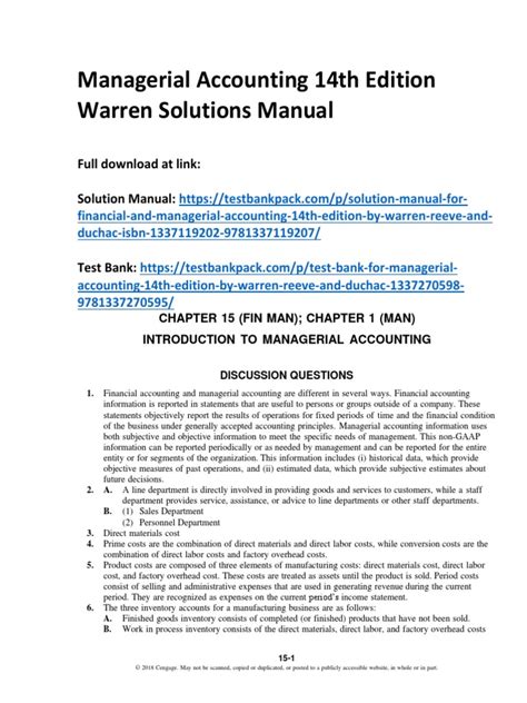 solutions managerial accounting 14th edition Epub