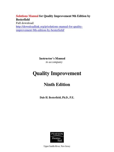 solutions manual for besterfield quality improvement PDF