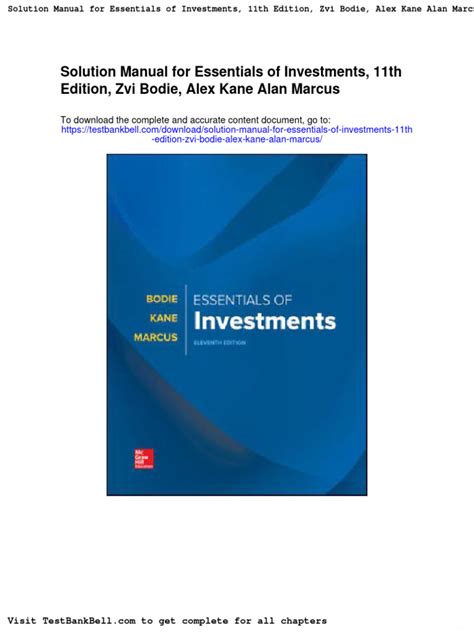 solutions manual for investments bodie kane marcus Epub