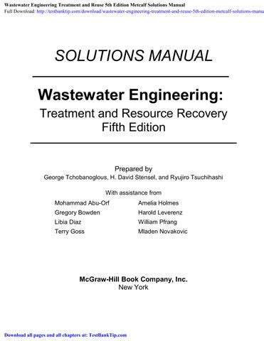 solutions manual wastewater engineering treatment Doc