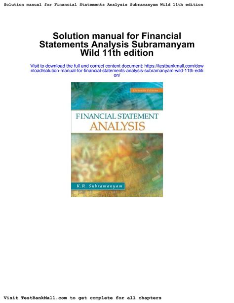 solutions to financial statement analysis john subramanyam Reader