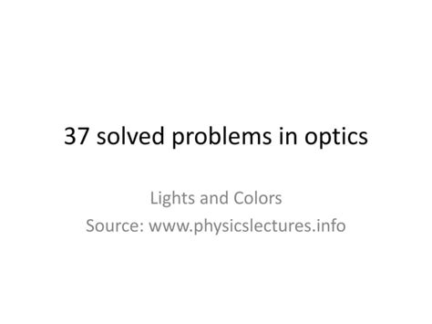 solved problems of optics pdf PDF