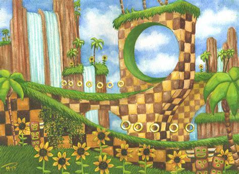 sonic the hedgehog green hills waterfall mountain