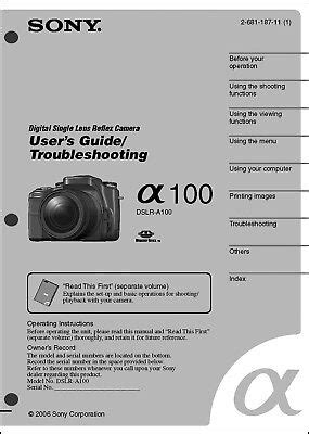 sony alpha a100 instruction manual Reader