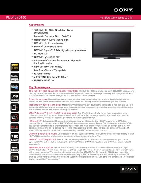 sony bravia kdl46v5100 manual Kindle Editon