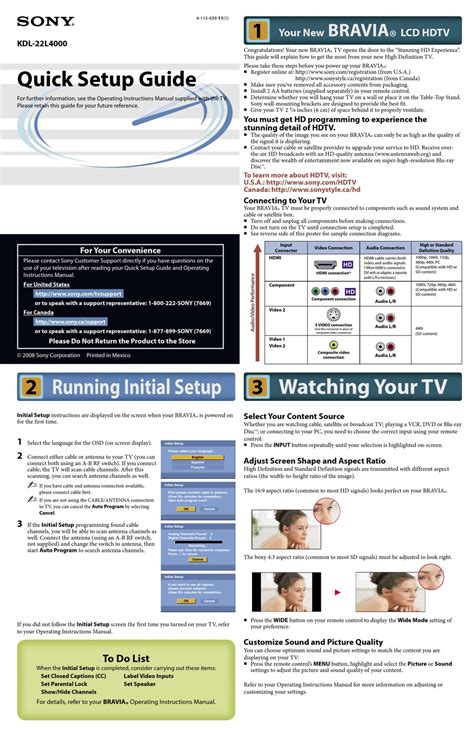 sony bravia quick setup guide Kindle Editon