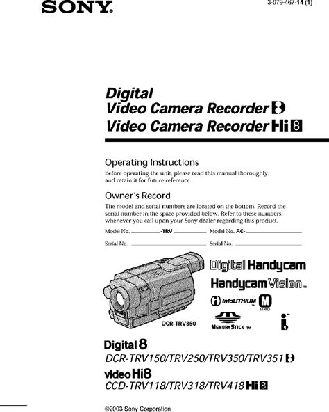 sony ccd trv118 camcorders owners manual Reader