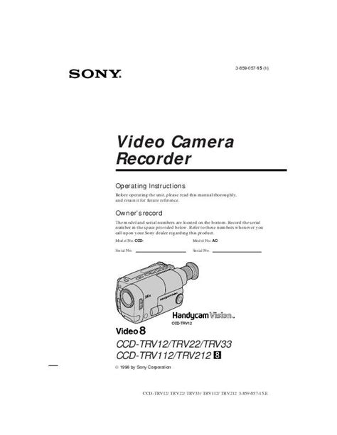 sony ccd trv212 camcorders owners manual Epub