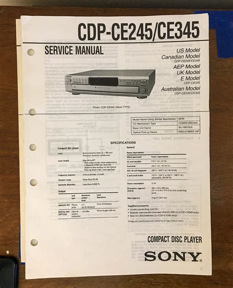 sony cdp ce345 cd players owners manual Kindle Editon