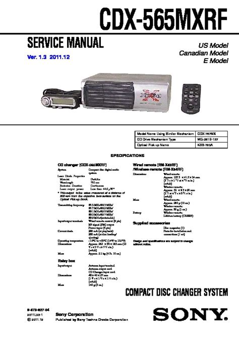 sony cdx 565mxrf car receivers owners manual PDF