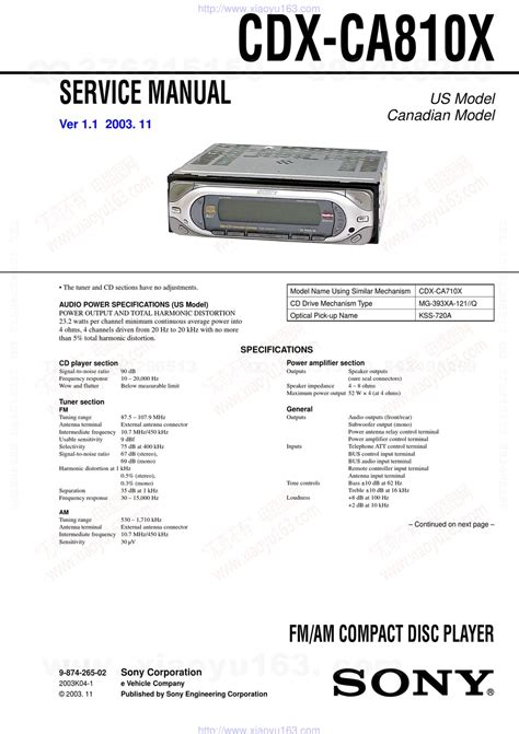 sony cdx ca810x manual Kindle Editon